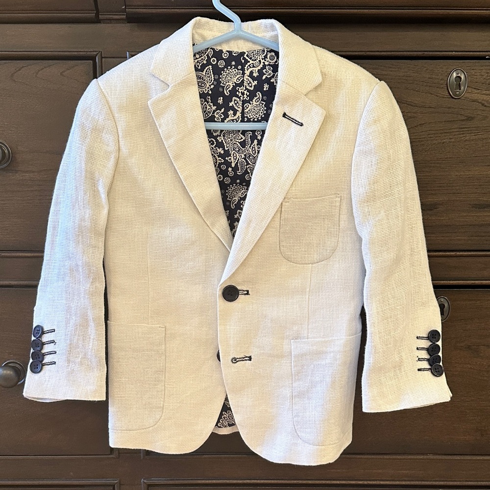 Kids Isaac Mizrahi Cream Blazer with Patterned Lining